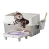 Outvita Enclosed Stainless Steel Cat Litter Box with Lid, Extra