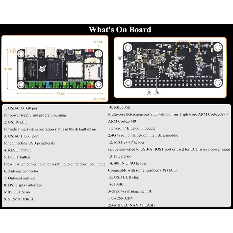 Lyra Zero W Micro Linux Development Board Based On RK3506B