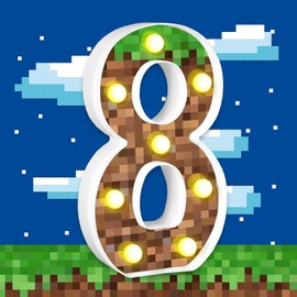 LANGFON Pixel Light Up Numbers Led Pixel Light for Home Birthday Party Decoration, Game Theme Lighting Pixel Numbers Table Centerpiece for Gamer Room Decor Gaming Gift Birthday Light up Sign (Number 8