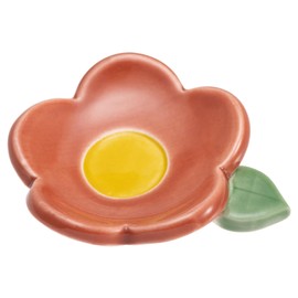 030550 Tatara Chopsticks Rest, Camellia, Tsubaki, Red, Mino Ware Pottery, Handmade, Hand Binning, Tatara Making