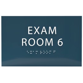 ADA CENTRAL SIGNS 6" X4" Exam Room 6 Sign- Tactile Graphics Grade 2 Braille Text | Modern Utility Wall Mount ADA Compliant Plastic Signs For Schools, Offices, Businesses, Apartments & Restaurants