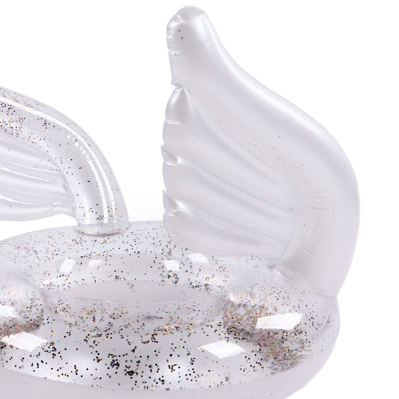 Inflatable Swimming Ring Sequin Swim Angel Wing Shiny Floating Tube