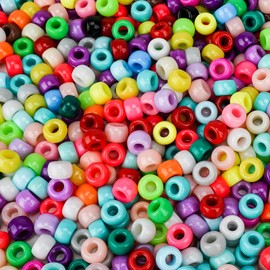 Paodey 1200+pcs Pony Beads 9mm Kandi Beads for Bracelets, Hair Beads for Braids Plastic Colorful Beads Bulk Acrylic Assorted Beads for Crafts Keychains Jewelry Friendship Bracelet Kit