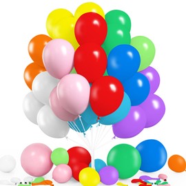 iwiio Balloons 100 Pack - Birthday Balloons for kids Assorted Rainbow Balloons Support Helium/Air Baloons Party Balloons Colourful Balloons for Birthday Party Wedding Baby Shower Decorations