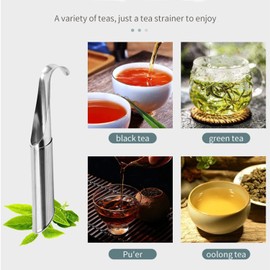 ACEBON Coladores de té para té suelto, 2 infusores de té de acero inoxidable, hojas sueltas, filtro de té de mango largo para preparar té suelto fino y especias y condimentos