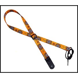 Legacystraps 1” Strap for A & F type Mandolin, Ukuleles and Guitars in Folk Flowers Design with 1 end tab