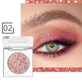Fixleren Glitter Chameleon Eyeshadow Makeup Palette, Highlighting Eyeshadow, Metallic Changing Long-Lasting Holographic Glitter Multichrome Eyeshadow, Stage/Party Makeup (Orange)