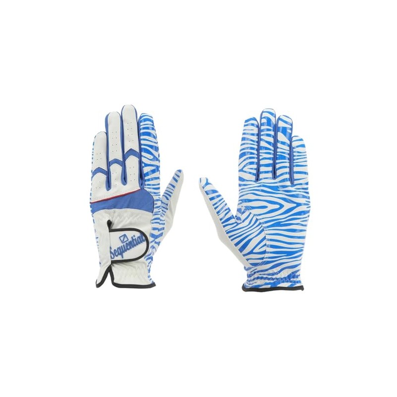 SEQUENTIAL GOLF 高吸着ノンスリップ メンズゴルフグローブ SQGS-004 Zebra White/Blue L(25-26cm)