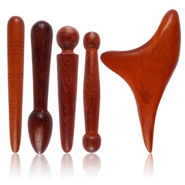 Pack of 5 Wooden Massage Sticks, Triangle Massager for Shoulder, Back, Leg Relaxation, Trigger Wood Acupressure Pen, Massage Wood Set for Relaxation Feet, Neck, Shoulders and Arms