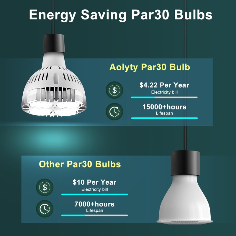 Aolyty 35w (75W Equivalent) PAR30 LED Bulb White 6000K 2800lm