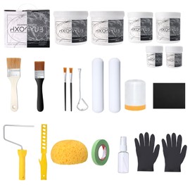 HXOGYUB White Marble Countertop Paint Kit(Including Epoxy Resin), Carrara White Epoxy Countertop Paint Kit, Cover Up to 35 SQ. FT., All-IN-ONE Set, For Marble, Granite, Formica, Laminate, Ceramic Tile etc.