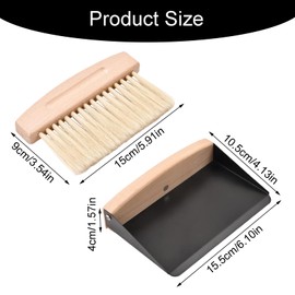 Gkhlg 1 Set Mini Dustpan and Brush Set Beech Wood Micro Fibre Dust Brush Painters Space-Saving with Magnetic Design Metal Dustpan for Lightweight Cleaning in Kitchen Home and Office