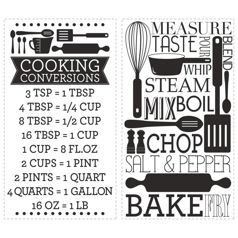 RoomMates Cooking Conversions - Vinilo decorativo para pared, multicolor