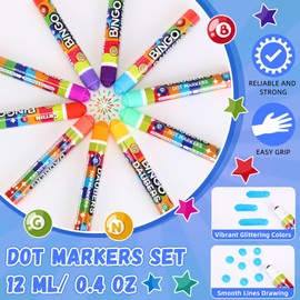 Crtiin 80 Pack Dot Markers Bulk 10 Colors Set of Bingo Daubers 12 Ml/ 0. 4oz Bingo Supplies Dot Paint Markers for Art and Crafts Painting Supplies Drawing Coloring Class Gift