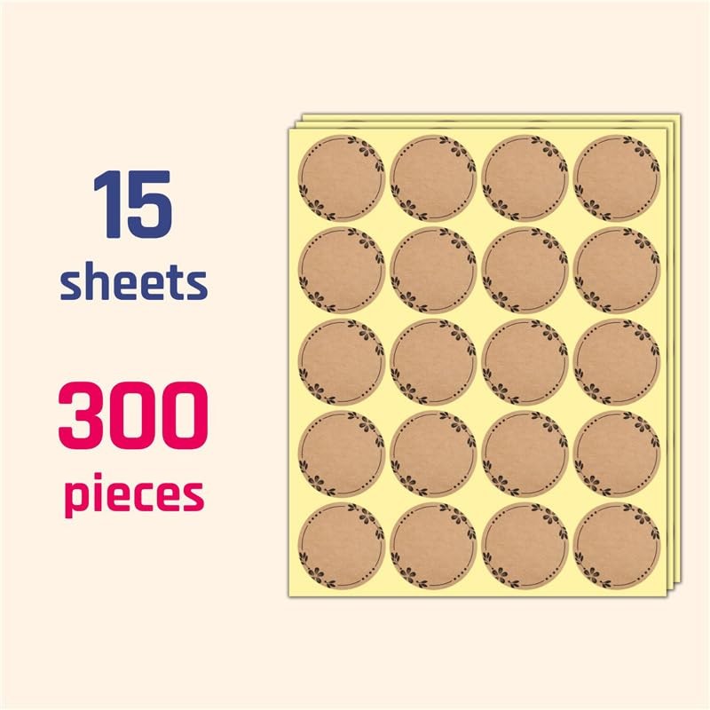 300PCS Canning Label Stickers for Jars and Lids, 2 inch,
