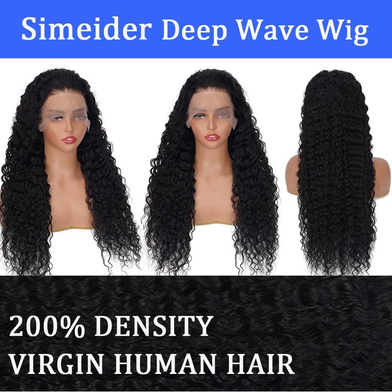 Simeider 28 Inch Deep Wave Lace Front Wigs Human Hair