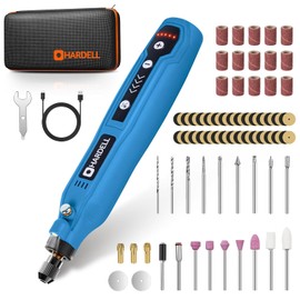 HARDELL Herramienta giratoria inalámbrica, kit de mini herramientas rotativas de 5 velocidades variables con 69 accesorios, herramienta giratoria de carga tipo C de 3.7 V para grabado, lijado, pulido