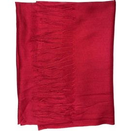 Needs & Wants® Ladies Light Weight Plain Solid Colors Fringe Detail Viscose Polyester Faux Pashmina Scarves (Red)