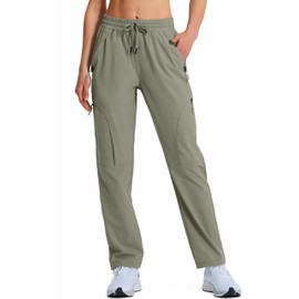 Hugut Women's Hiking Pants Quick Dry Lightweight Cargo Pants UPF 50 Water Resistant Zipper Pockets for Golf Travel Work Camping Grey Sage