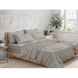 Clementine 6 PC Infused Viscose derived from Bamboo Soft Breathable Bed Sheets Light Grey Queen