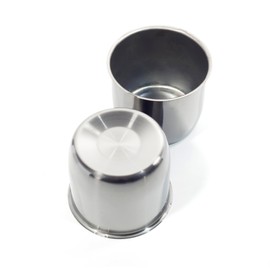 Rheedal 2Pcs 4.25inch Stainless Trailer Wheel Center Caps Push Through 4.28" Bore 3.66" Tall Hub Cap for Truck SUV RV Wheel Rim, Brushed Black Chrome Sunburst Wheel Cover