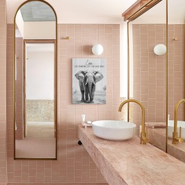 Kuphsod Christian Elephant Canvas Wall Art Black and White Print Painting Inspirational Picture Modern Home Decor for Living Room Kitchen Bathroom Framed Ready to Hang 12x16 Inch