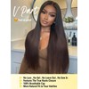 Sunber V Part Wig Human Hair Yaki Straight Ombre Brown