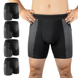 Incontinence Underwear for Men Washable Mens Incontinence Underwear for Bladder Leak Protection 80ML Reusable Leak Proof Underwear for Men Urinary Incontinence Boxer Shorts (4 Black, XL)