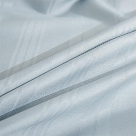 YASMENG Satin Bed Linen 155 x 220 cm Light Blue Striped Bed Linen Satin Shiny Luxury Duvet Cover Set Soft Silky Silk Bed Linen 3-Piece with Zip and 2 Pillowcases 80 x 80 cm