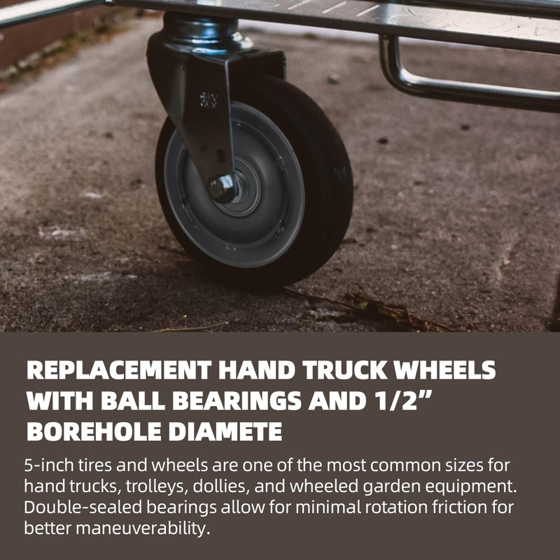 AR-PRO (2-Pack) 5" x 1.2" Flat Free Solid Rubber Wheel