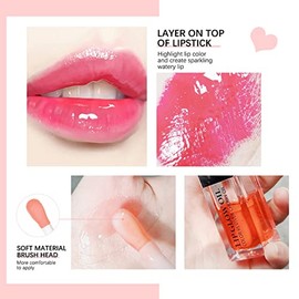 Brillo de Aceite para Labios,6ml Brillo de Aceite para Labios Hidratante Hidratante Alto Brillo Larga Duración Tinte de Labios Rosa Gel de Labios Aceite de Labios Brillante