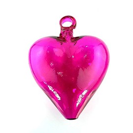 Hand Blown Glass Heart Ornament Color Pink 9.5 x 7.5