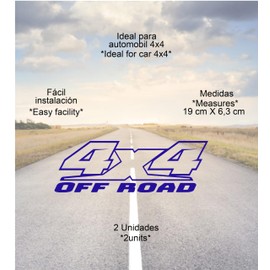 Aufkleber für Geländewagen, Autos, Trucks, Sport, Tuning, 4 x 4, aus Polymer-Vinyl, für den Außenbereich, hitze- und kältebeständig, Blau, 2 Stück