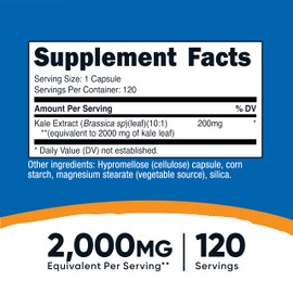 Nutricost Kale Extract (2000 mg Equivalent) 120 Capsules - Vegan Kale Supplement, GMO-Free, Gluten-Free