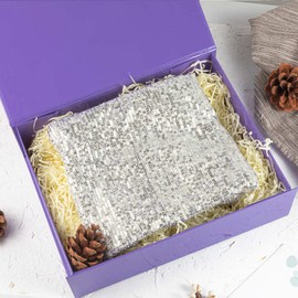 PACKGILO 1 Pack Purple Gift Boxes with Lids Small 12 x 8 x 2.7 Inches Clothes Gift Boxes for Presents Shirt Gift Boxes with Ribbon Magnetic Gift Boxes Bulk Cute Box for Packaging (Glossy Surface)