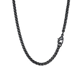 FaithHeart Stainless Steel Spiga Chain Necklace for Male with Sturdy Lobster Clasp Black Punk 24 Inch Great for Pendant