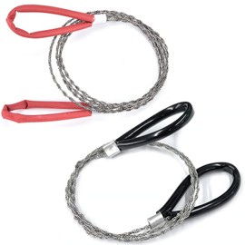 Hand Chainsaw Wire Saw YUNYAN Metal Wire Saws 2 Pieces 80 cm Stainless Steel Wire Saw with Grip Rings Emergent Wire Saw Wire Saw for Wood for Outdoor Camping Hiking (Black Red)