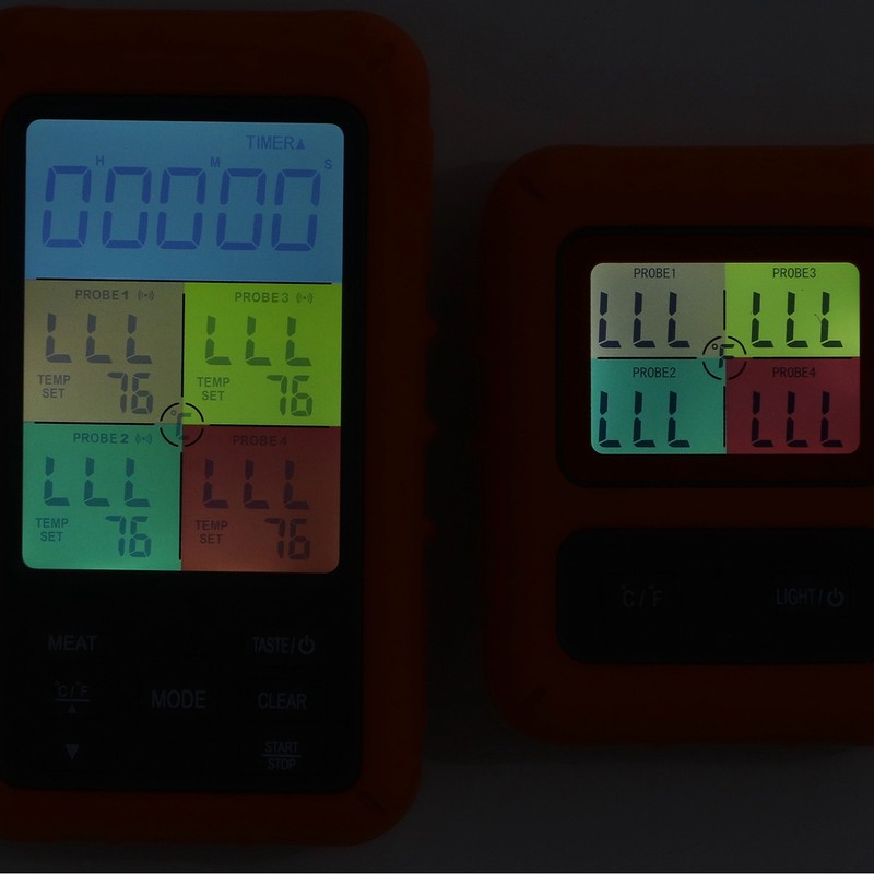 Meat Temperature Probe Smart Wireless LCD Display 4 Probes Grill