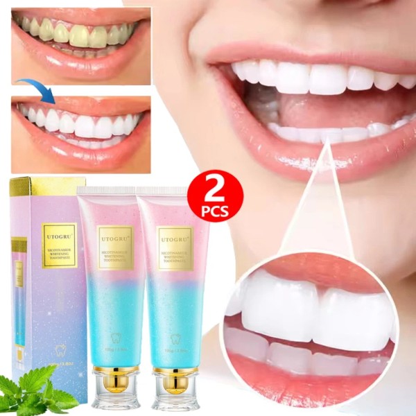 UTOGRU 2PC Nicotinamide Dazzling Whitening Toothpaste Nicotinamide Formula,Fresh Breath