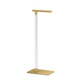 Gatco 1331B Modern Rectangle Base Freestanding Toilet Paper Holder 22.25" Brushed Brass/Acrylic with Weighted Base