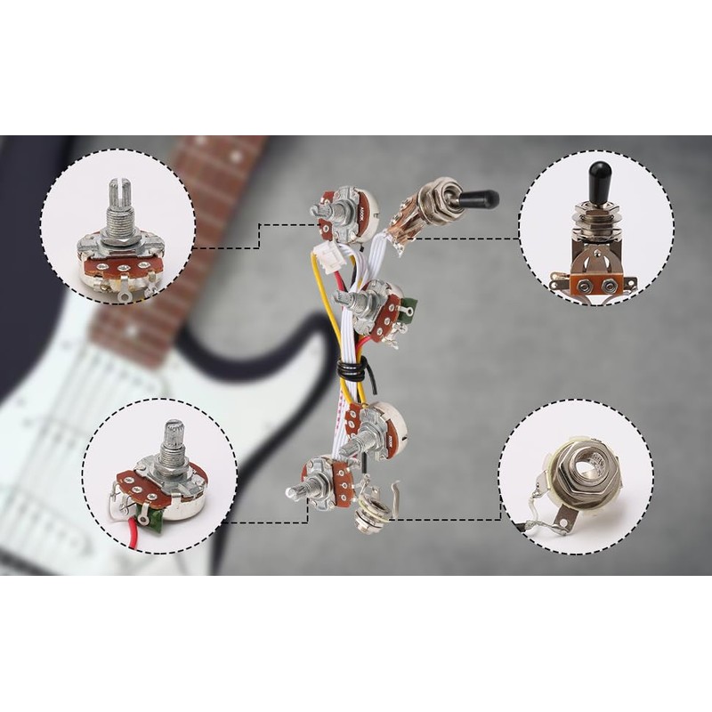 Unxuey Electric Guitar Wiring Harness Kit 2V 2T 3 Way