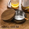 DDAJJAJ Wooden Ashtray with Lid for Smokers Stainless Steel Liner