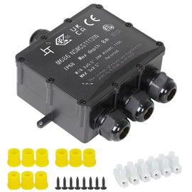 LeMotech Junction Box Waterproof IP68, 4-Way Cable Connector with M20 Thread, Diameter 4 mm - 14 mm Cable Diameter, Distribution Box for Outdoor, Garden, Floor, Black Outdoor (Pack of 1)