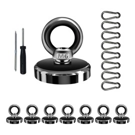 YESCUT Super Strong Magnetic Hook Magnet with Carabiner, Load Capacity: 128.7 lbs (58 kg), Diameter 1.7 inches (42 mm), 304 Stainless Steel, Strong Magnet, Rust Resistant, Removable Hook for Kitchen