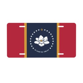 Mississippi Flag License Plate, Decorative Car Front License Plate, Aluminum Novelty License Plates Vanity Tag Metal Car Plate for Women Men 6 X 12 Inch