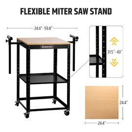 WOODSTARTER Planer Stand with Integrated Mobile Base and Storage Shelf, 58”×21”×38”, 500 lbs Load Capacity, 6 - Level Height Adjustment