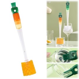 WEZCHUGHAOL Cepillo para Biberones, 5 in 1 Multifunctional Cepillo para Lavar Botellas, Multifunctional Water Bottle Cleaning Brush,Limpia Popotes Largos,Cepillos Limpiador para Mamilas (Amarillo)