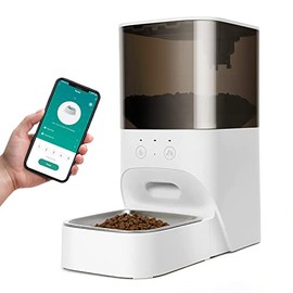 Automatic Cat Feeder, Timed Cat Feeder with APP Control, Dog Food Dispenser with Lock Lid, 30S Voice Recorder, 4L Pet Feeder