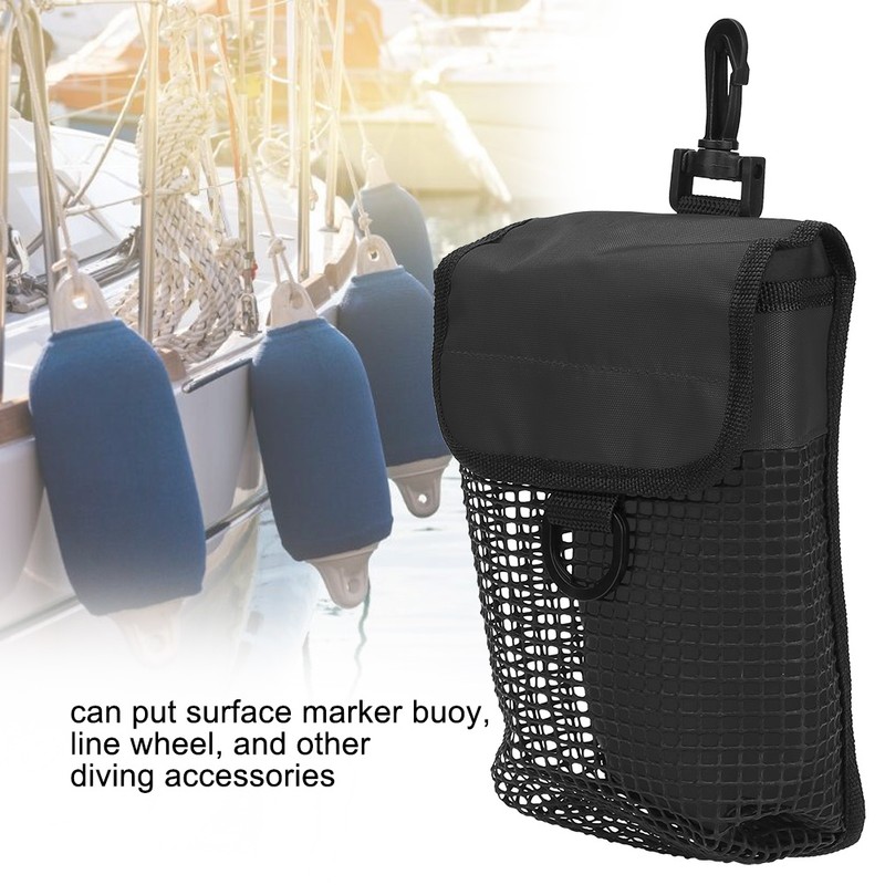 Outdoor Portable Lightweight Diving Mesh Gear Bag Package with Buckle(black)