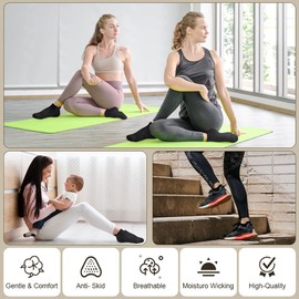 AOOWU Non Slip Yoga Socks, 3 Pair Pilates Socks with Grips, Cotton Yoga Socks for women and men, Non Slip Grip Socks, Full Toe Ankle Non-Slip Grip Socks for Ballet, Pilates, Hospital, Home, One Size